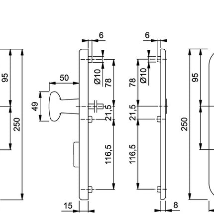HOPPE Schutzgarnitur Tôkyô 76G/3332ZA/3410/1710 Aluminium F1 ( 3000209025 )