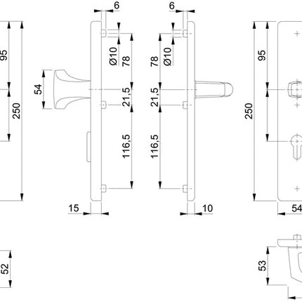 HOPPE Security furniture London 61G/2222ZA/2210/113 Aluminium F1 ( 3000209042 )