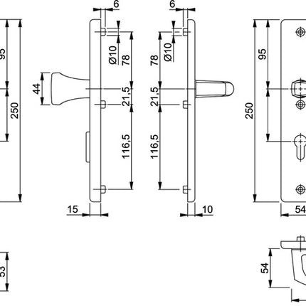 HOPPE Mobili di sicurezza Londra 78G/2222ZA/2410/113 Alluminio F2 ( 3000209914 )