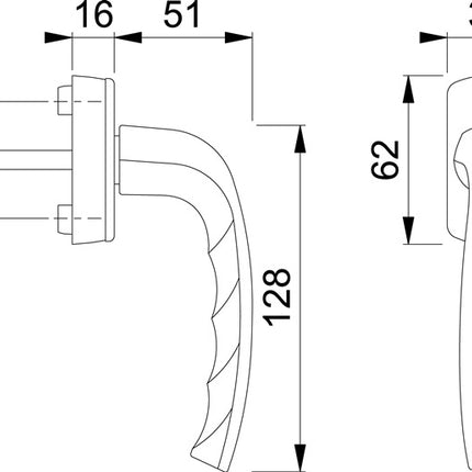 HOPPE window handle New York 0810/US10 aluminium F1 / natural colour ( 3000203780 )