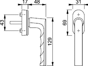 Manilla para ventana HOPPE Hamburg 0700/UD9020 aluminio F9016 / blanco tráfico (3000203982)