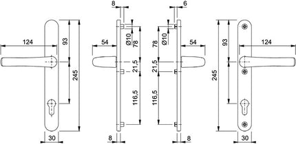 HOPPE profile door set Tôkyô 1710RH/3346 Aluminium F1 ( 3000252774 )