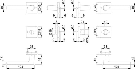 HOPPE Rosette set Dallas M1643/843KV/843KVS Brass F96-1-R ( 8000460255 )