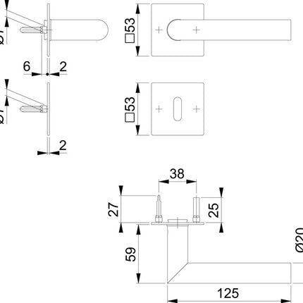 HOPPE Rosettengarnitur Amsterdam E1400Z/848N/848NS Edelstahl F9714M ( 3000209764 )