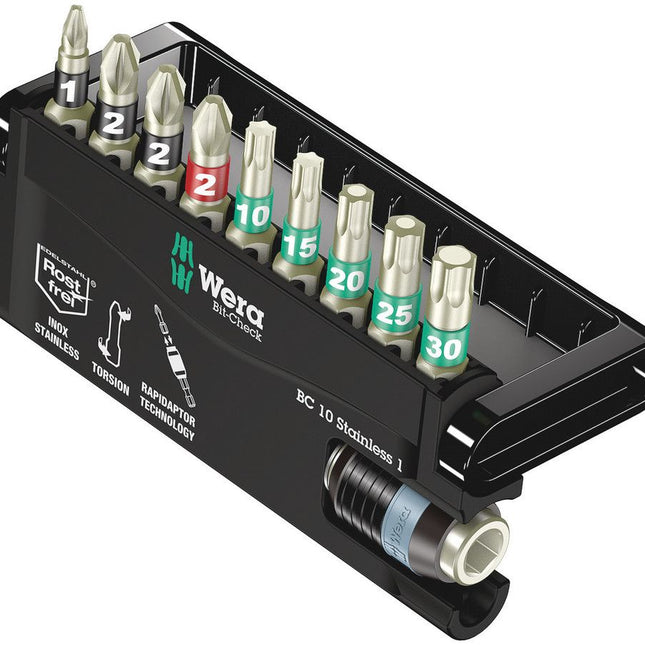 WERA stainless steel bit set BC 10 Stainless 1 10-piece ( 4000828393 )