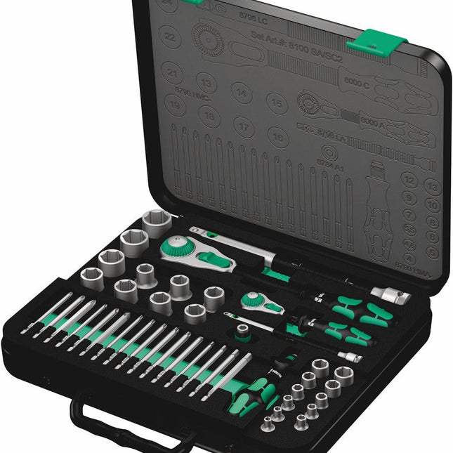 WERA Steckschlüsselsatz 8100 SA/SC 2 Zyklop 43-teilig 1/4 + 1/2 ″ ( 4000820557 )