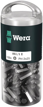 WERA paquete grande de puntas 851/1 Z 1/4″ PH 2 longitud 25 mm (4000822267)