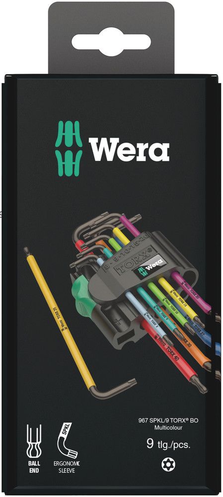 WERA juego de llaves hexagonales en L 967 SPKL 9 piezas T8 - T40 ( 4000825553 )
