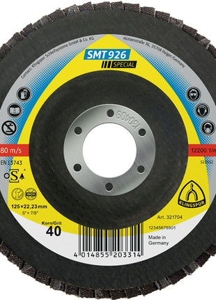 Disque dentelé KLINGSPOR SMT 926 Spécial Ø 125 mm grain 40 courbé 6° (8000352215)