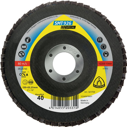 Disco lamellare KLINGSPOR SMT 926 Special Ø 125 mm granulometria 40 6° curvo ( 8000352215 )
