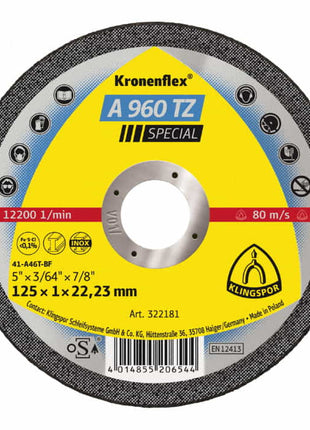 Disco de corte KLINGSPOR A 960 TZ Special D115x1mm recto (4000843409)