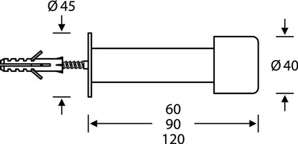 Tampone per porta a muro FSB 38 3880 Alluminio colore naturale / F1 ( 3316002007 )