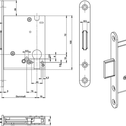 BKS mortise deadbolt lock 1308 PZ20/55 mm ( 3000250788 )
