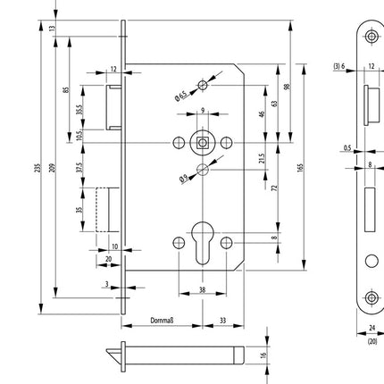 BKS Panic mortise lock 1201 Panic function E rounded ( 3000251573 )