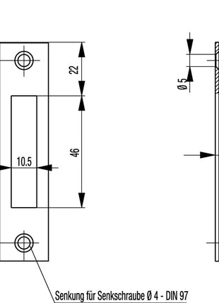 BKS gâche plate S412 acier inoxydable à chant ( 3000250568 )