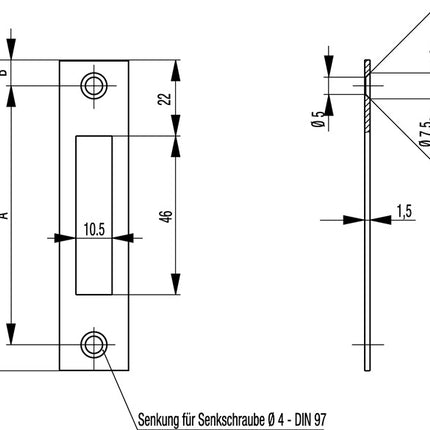 BKS Flachschließblech S412 Edelstahl abgerundet ( 3000250789 )