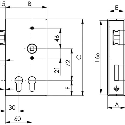 AMF Schlosskasten 140D-PZ DIN links / rechts ( 3000251255 )