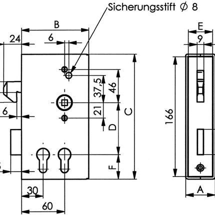 AMF Schiebetorschlosskasten 140SD-40ZW DIN links / rechts ( 3000251259 )