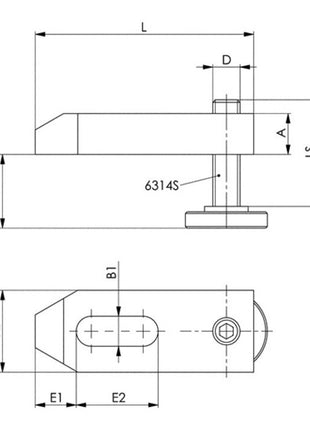 Cautín de sujeción AMF n° 6314V para ranura en T 12 + 14 mm (4000603022)