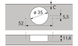 HETTICH Bisagra gran angular Sensys 8657i con amortiguación integrada TH 52 (8000612696)