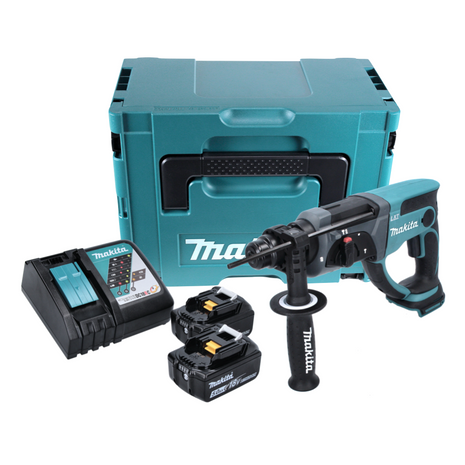 Makita DHR 202 RTJ Akku Kombihammer 18 V 2,0 J SDS Plus + 2x Akku 5,0 Ah + Ladegerät + Makpac - Toolbrothers