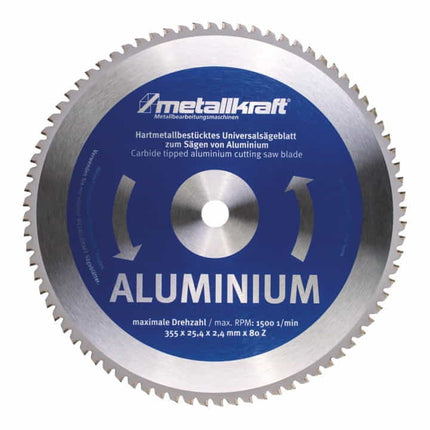 METALLKRAFT metal circular saw blade aluminium saw blade Ø 355 mm width 2.4 mm ( 4000804015 )