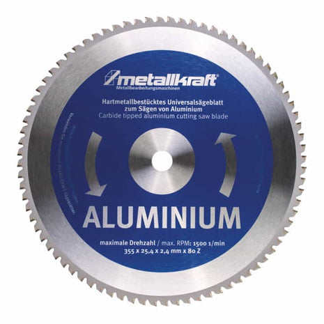 METALLKRAFT Lame de scie circulaire à métaux aluminium D. de la lame de scie 355 mm l. 2,4 mm ( 4000804015 )