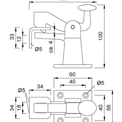 KWS Arrêt de porte 1307 fonte malléable noire ( 3326043066 )