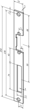 ASSA ABLOY Flachschließblech 338 Edelstahl matt käntig ( 3324034021 )