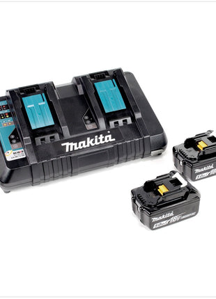 Makita DJR 360 PTJ Scie récipro sans fil 2x 18 V avec boîtier + 2x Batteries BL 1850 5,0 Ah + Double Chargeur