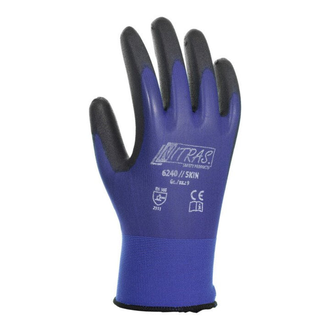 Guantes NITRAS Skin talla 9 azul/negro ( 4000371540 )