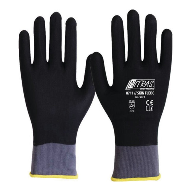 Guantes NITRAS SKIN FLEX C talla 10 gris/negro ( 8000636602 )