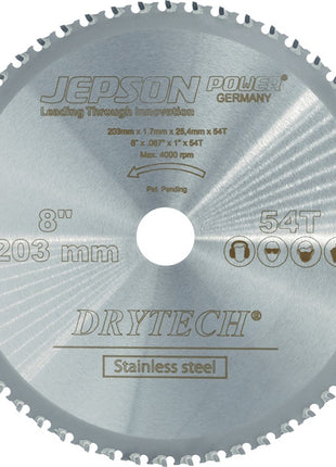 Hoja de sierra circular para metal JEPSON Drytech® HM 203/54Z hoja de sierra diámetro 203 mm ancho 1,2 mm (4681346009)