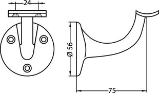 HERMETA Handlaufträger 3505 Aluminium kunststoffbeschichtet schwarz ( 3000283333 )