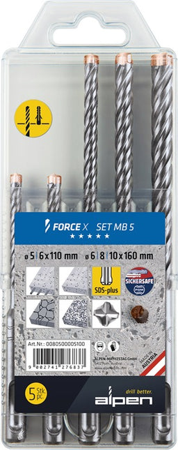 ALPEN Hammer drill set Force X 5-piece SDS-plus ( 4000864677 )