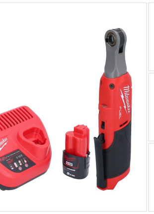 Milwaukee M12 FHIR14-201 Akku Ratsche 12 V 47 Nm 1/4" Brushless + 1x Akku 2,0 Ah + Ladegerät