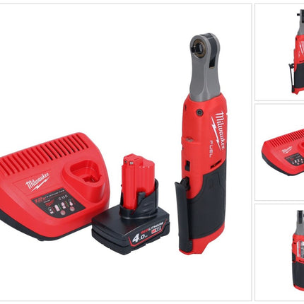 Milwaukee M12 FHIR14-401 carraca a batería 12 V 47 Nm 1/4" sin escobillas + 1x batería 4,0 Ah + cargador