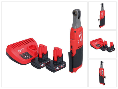 Milwaukee M12 FHIR14-402 carraca a batería 12 V 47 Nm 1/4" sin escobillas + 2x batería 4,0 Ah + cargador