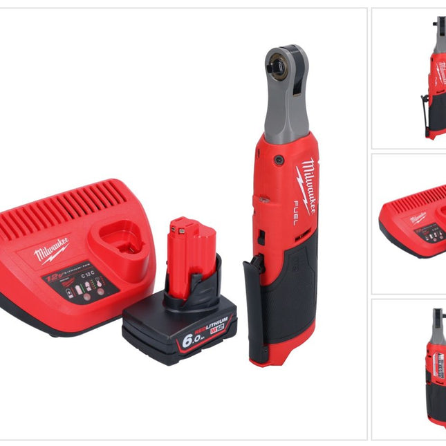 Milwaukee M12 FHIR14-601 Akku Ratsche 12 V 47 Nm 1/4" Brushless + 1x Akku 6,0 Ah + Ladegerät