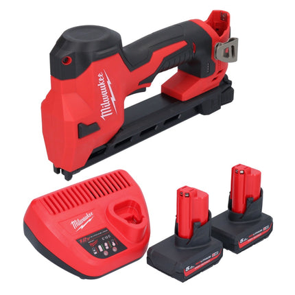 Milwaukee M12 BCST-502 Tachuela sin cable 12 V 19 x 25,4 mm + 2x batería recargable 5,0 Ah + cargador