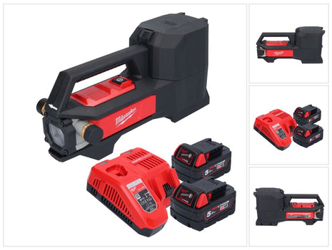 Bomba de trasvase a batería Milwaukee M18 BTP-502 18 V 1817 l/h + 2x baterías 5,0 Ah + cargador