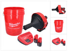 Milwaukee M12 BDC8-202C Akku Rohrreinigungsgerät 12 V + 2x Akku 2,0 Ah + Ladegerät + Spirale + Eimer