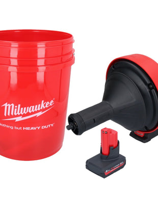 Milwaukee M12 BDC8-501C Akku Rohrreinigungsgerät 12 V + 1x Akku 5,0 Ah + Spirale + Eimer - ohne Ladegerät