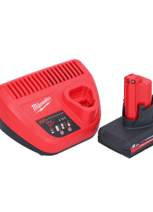 Appareil de nettoyage de tuyaux sur batterie Milwaukee M12 BDC8-501C 12 V + 1x batterie 5,0 Ah + chargeur + spirale + seau