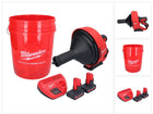 Milwaukee M12 BDC8-502C Akku Rohrreinigungsgerät 12 V + 2x Akku 5,0 Ah + Ladegerät + Spirale + Eimer