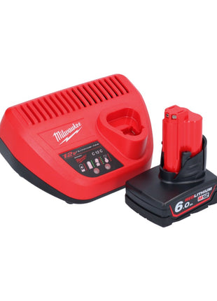 Milwaukee M12 BDC8-601C Akku Rohrreinigungsgerät 12 V + 1x Akku 6,0 Ah + Ladegerät + Spirale + Eimer