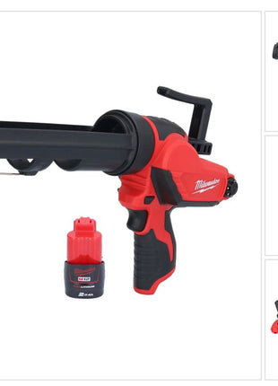 Milwaukee M12 PCG/310-201 Akku Kartuschenpresse 12 V 310 ml + 1x Akku 2,0 Ah - ohne Ladegerät