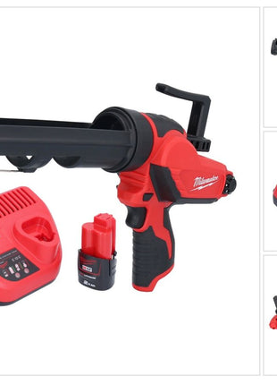 Milwaukee M12 PCG/310-201 Akku Kartuschenpresse 12 V 310 ml + 1x Akku 2,0 Ah + Ladegerät