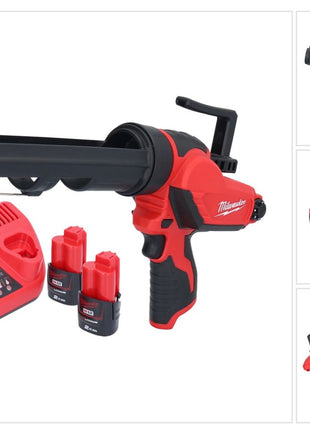 Pistolet à cartouche à batterie Milwaukee M12 PCG/310-202 12 V 310 ml + 2x batteries 2,0 Ah + chargeur