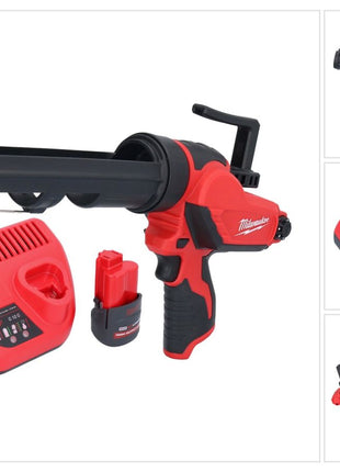 Milwaukee M12 PCG/310-251 Akku Kartuschenpresse 12 V 310 ml + 1x Akku 2,5 Ah + Ladegerät